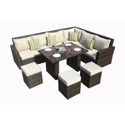 Mulan 7pc Wicker Patio Conversation Set - Direct Wicker