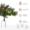 Angel Sar 2-Pack 2ft Prelit Artificial Christmas Trees, Cordless LED Tabletop Trees with Red Berries & Pine Cones, Green - 4 of 4