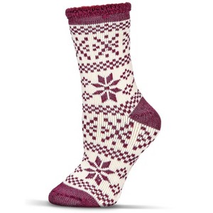 Memoi Women's Snowflake Fairisle Cozy Warm Thermal Crew Socks Mauve 9-11 - 1 of 4