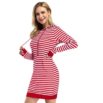 Womens Hoodie Dress Sweatshirt Pullover Kangaroo Casual Dress with Pocket