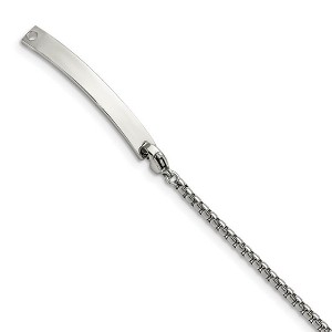 Black Bow Jewelry Ladies Stainless Steel Removeable I.D. Round Box Link Bracelet, 8.5 In - 1 of 4