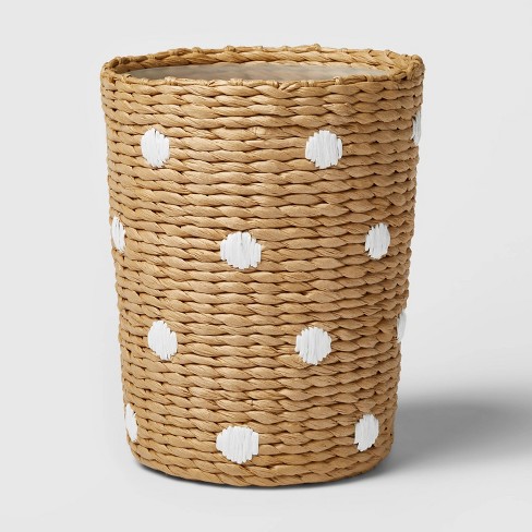 Rattan Round Waste Bin/ Paper Bin With Lid and Insert Liner 