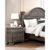 Vynxaria 1pc Traditional Gray Nightstand, Solid Wood/Wood Veneer, Felt-Lined Top Drawer, USB Charger, Satin Nickel Knobs/Pulls, Bracket Feet - 2 of 4