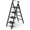 Cesicia Black Aluminium 4 Step Ladder with Retractable Handgrip and Anti-Slip Wide Pedal - 2 of 4