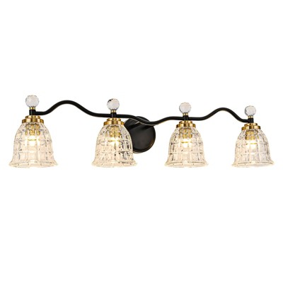 LLHZSY 2/3/4/5-Lights Modern Dimmable Black Gold Bathroom Vanity Lights