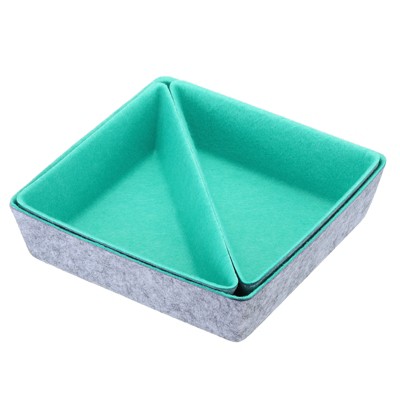 Unique Bargains Felt Square and Triangle Desk Drawer Organizers Tray 3 Pcs