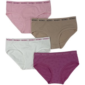 XOXO Girls' 4-Pack Assorted Logo Band Seamless Underwear Sets - 1 of 4