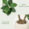 Artificial Plants Rubber Tree with Black Resin Pot& White Stone Faux Fiddle Leaf Fig Tree Indoor Artificial Trees - 3 of 4