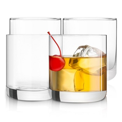 JoyJolt Nova Crystal Old Fashioned Whiskey Glasses - Set of 4 Cocktail Bourbon Rocks Tumbler - 10 oz