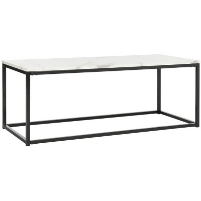 Transitional White and Grey Marble Rectangular Coffee Table