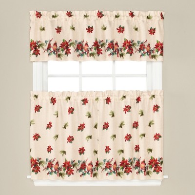 SKL Home Holiday Elegance Beautiful Design With 1.5" Rod Pocket Window 36"-Tier Pair 57x36", Multi