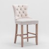INFURNIC Counter and Bar Stools Velvet Upholstered Barstools with Tufted Back and Rivet Trim for Kitchen, Beige, 23.6"*19.5"*40.7" - 2 of 4