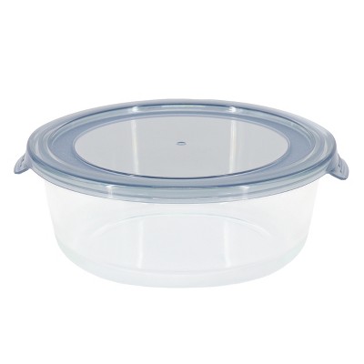 Gibson 32 Ounce Round Glass Storage Container in Grey