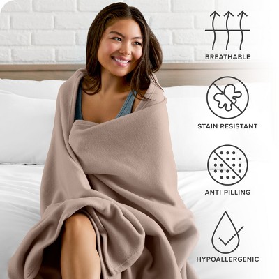 King Size Taupe Reversible Fleece Blanket