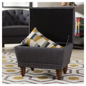 Annabelle Modern and Contemporary Wood Finish with Fabric Upholstered Button - Tufted Storage Ottoman - Baxton Studio - 1 of 4