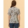 INSPIRE CHIC Women's Ruffled Short Sleeve Floral Mock Neck Summer Top - 4 of 4