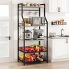 Freestanding Kitchen Bakers Rack, 5 Tier Microwave Stand with Wire Basket & Adjustable Feet, 50.7'' Tall Industrial Coffee Bar Statio - 2 of 4