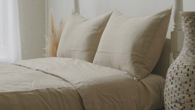 Light Grey Linen Cotton Full/Queen Duvet Cover Set
