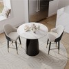 POVISON 24'' Modern Leather Counter Height Bar Stools Set of 2, Upholstered Counter Stools for Breakfast Table, Black - 2 of 4
