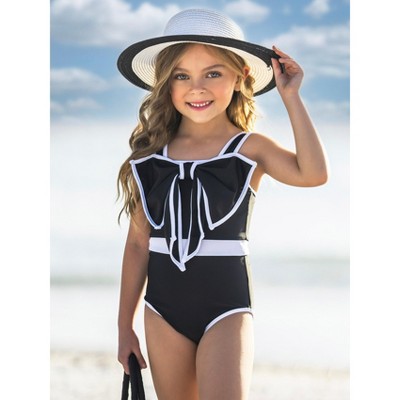 Mia Belle Girls Sun-Kissed Elegance Statement Bow Black One Piece Swimsuit Mia Belle Girls, Black, 7-8 — фото 2