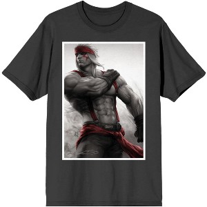 Men's Street Fighter V Alex Character Men's Charcoal Short Sleeve Graphic Tee - 1 of 3
