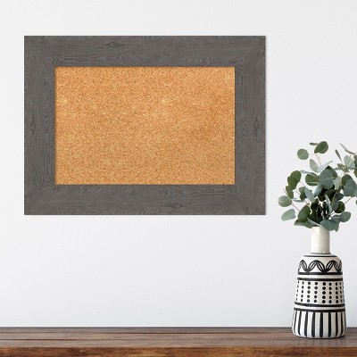 Rustic Plank Grey Framed Natural Cork Bulletin Board, 23" x 17"