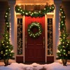 Hooseng 4 Pieces Prelit Christmas Decor Set with 180 LED Lights, Artificial Wreath, Garland and 2 Entry Trees with Red Berries and Pine Cones - 2 of 4