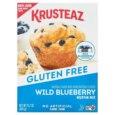 Krusteaz Gluten Free Blueberry Muffin Mix, Includes Can of Blueberries, 15.7 oz Box (Pack of 2)