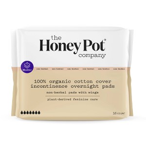 The Honey Pot Company, Non-Herbal Overnight Incontinence Pads with Wings, Organic Cotton Cover - 16ct - 1 of 4
