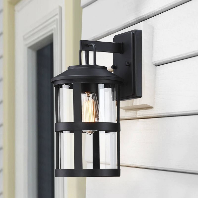 Glass Outdoor Wall Light Black - Wellfor: Weather-Resistant, Retro-Inspired, E26 Bulb Compatible, All-Weather Design, Rust-Resistant Aluminum Base, 6 of 9