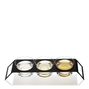 Viski Tequila Tasting Flight – 3 Lead-Free Crystal Tequila Tasting Glasses with Stainless Steel Stand, 6 oz Capacity Each  – Set of 4 - 1 of 4