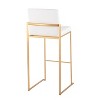 Set of 2 Fuji High Back Stainless Steel/Velvet Barstools with Gold Legs - LumiSource - 4 of 4