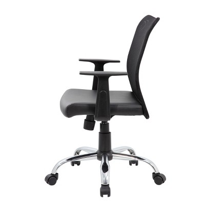Swivel Mesh Back Task Chair with Vinyl Seat and Chrome Base - Black
