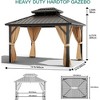 10X12 FT Outdoor Galvanised Steel Hardtop Gazebo Double Roof With Netting & Curtain - 2 of 4