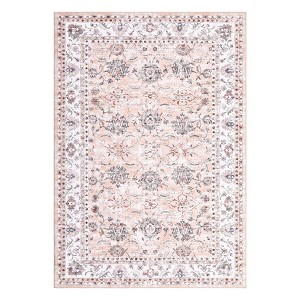 Foldable Chenille Persian Flower Rug, Ultra-Soft, Kid & Pet Friendly, Durable Edges, Easy to Clean and Portable - 1 of 4