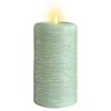 LumiPur 4"x8" Signature Natural Glow Flickering Flameless LED Wax Pillar Candle Sage Green - 3 of 4