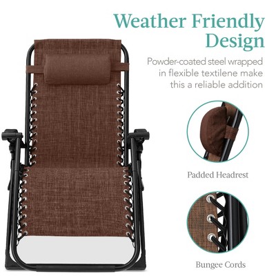 Oversized Woodland Brown Zero Gravity Recliner with Cushion and Tray