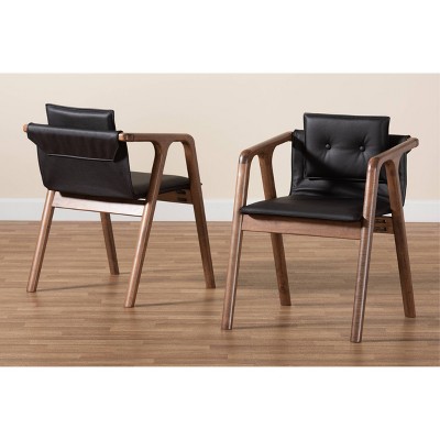 Elegant Mid-Century Modern Walnut Brown Wood & Cane Arm Chair