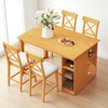 5-Piece Solid Wood Counter Height Dining Table Set with 3-Tier Storage Shelves and 4 Upholstered Cross-Back Chairs for Kitchen or Dining Room - 4 of 4