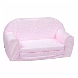 Delsit Lightweight Toddler and Kid Sized Couch 2 in 1 Flip Open Foam Sofa Bed Lounger with Removable Cover for Bedrooms & Living Rooms, Pink Polka Dot