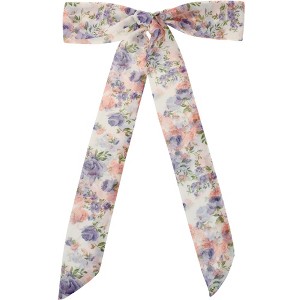 Elerevyo Women's Floral Chiffon Lightweight Skinny Neck Scarf Neckerchief - 1 of 4