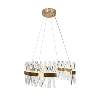 LNC Tadonipkeseismo 2-Lights 23.6" Modern Luxury Integrated LED Drum Crystal Chandelier,Brass