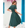 Women Cross V Neck Wrap Dress Lantern Short Maternity Dress Tie High Waist Dress A-Line Flowy Dress with Belt - 3 of 4