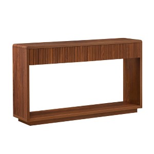 Gulches 59 in W x 13 in D x 33 in H Walnut Particleboard MDF Free Standing Decorative Storage Cabinets with 2 Fluted Drawers Open Shelf in Walnut - 1 of 4