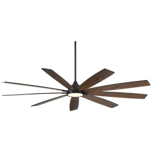 72" Casa Vieja Industrial Indoor Outdoor Ceiling Fan with LED Light Remote Control Matte Black Dark Walnut Damp Rated for Patio Exterior House Porch - 1 of 4