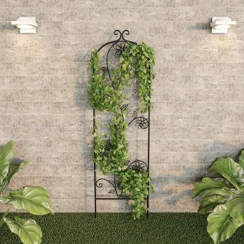 Garden Trellis- For Climbing Plants- Decorative Curving Flower Stem Metal Panel -For Vines, Roses, Vegetable Plants & Flowers by Pure Garden (Black)