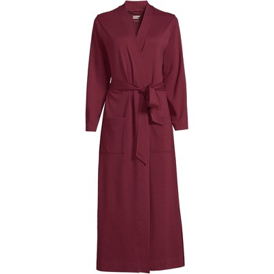 Lands' End Women's Cotton Long Sleeve Midcalf Robe - X-small - Rich ...