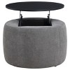 Coaster Home Furnishings Tesoro Upholstered Round Lift Top Storage Ottoman Grey and Black - 2 of 4