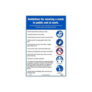 National Marker Vinyl Poster "Guidelines for wearing a mask in public and at work " 18" x 12" - 1 of 1