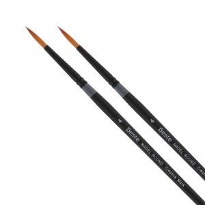 Creative Mark Beste Golden Taklon Nadel Round, #4 - 2 Pack Artist Paint Brush, Professional Watercolor Brushes, For Acrylic Painting, Short Handle, - 1 of 4